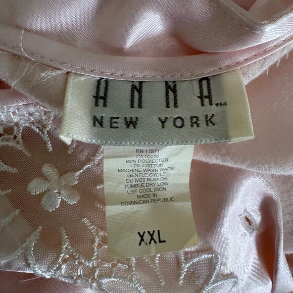 Vintage Anna Pink Satin Lace Embroidered Night Gown Victorian Cottage Regency - Picture 8 of 9